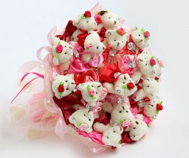 Букет из 17 розоавх мини-мишек