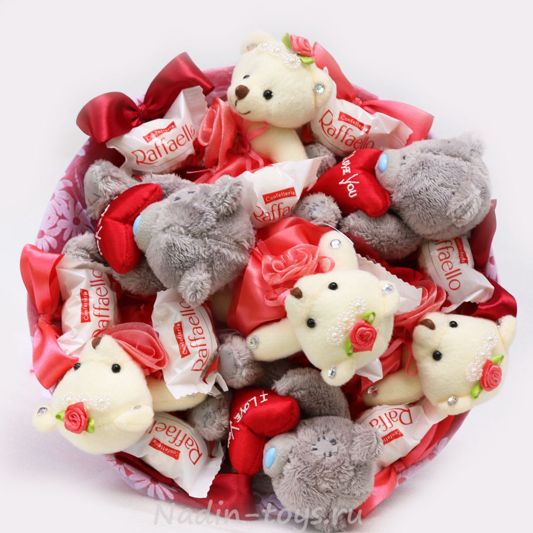 Букет из конфет и мишки Тедди «Для Тебя» 11 конфет